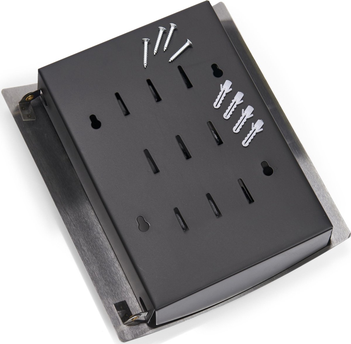 Zeller Sleutelkast Voor 9 Sleutels Met Zilver 22 X 24 Cm - - Huisbenodigdheden - Sleutels Ophangen - Sleutelrekje - Zwart