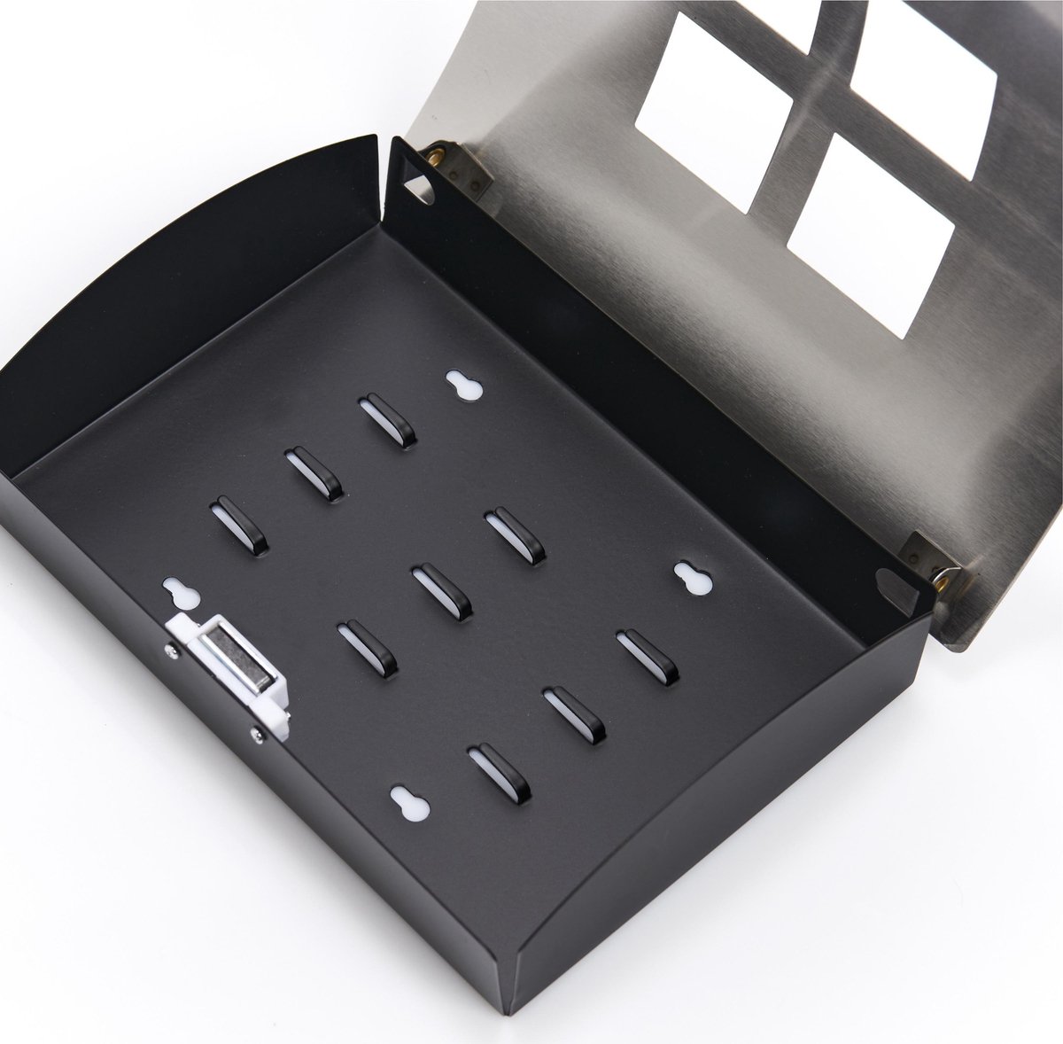 Zeller Sleutelkast Voor 9 Sleutels Met Zilver 22 X 24 Cm - - Huisbenodigdheden - Sleutels Ophangen - Sleutelrekje - Zwart