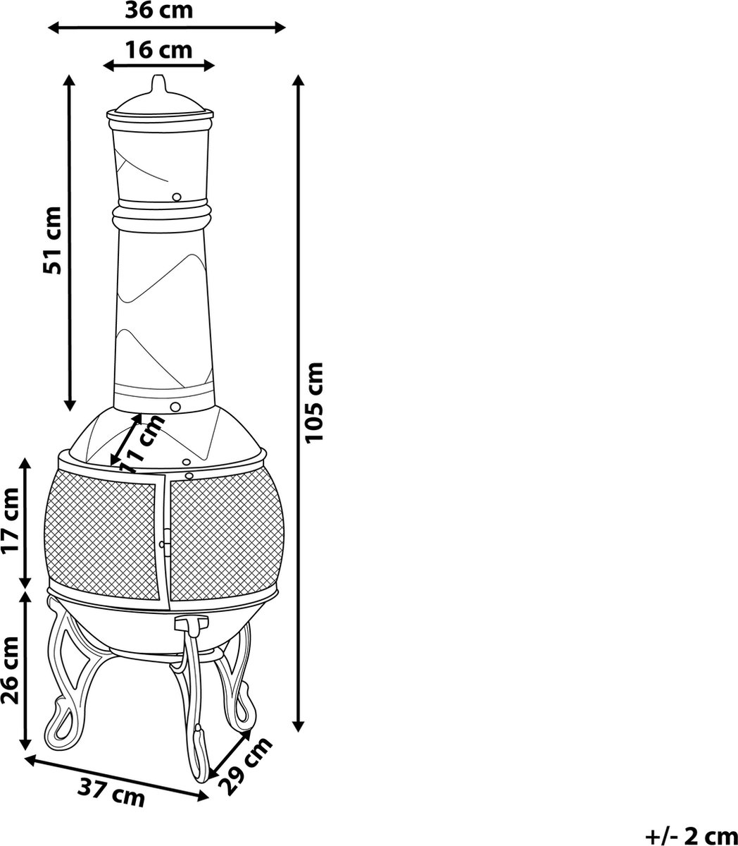 Beliani Tacora Vuurkorf Staal 37 X 37 Cm - Goud
