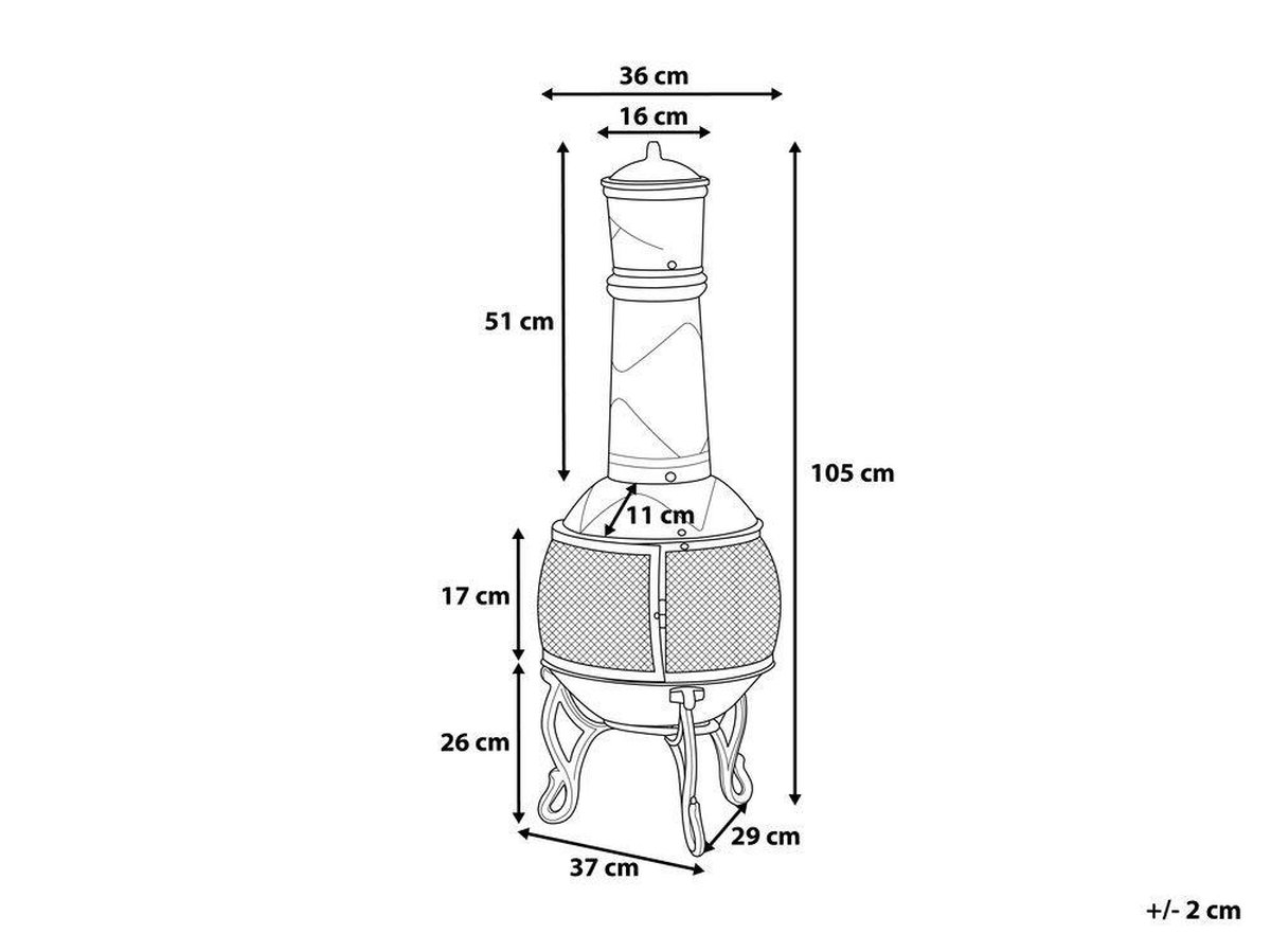 Beliani Tacora Vuurkorf Staal 37 X 37 Cm - Goud