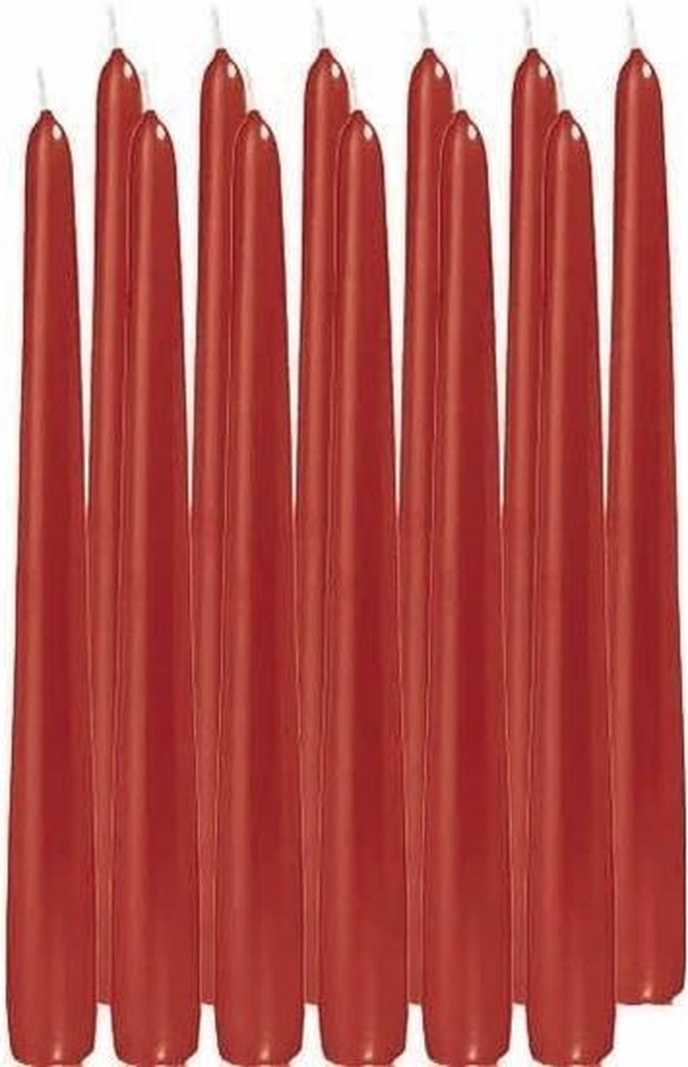 Trend Candles 12x Rode Dinerkaarsen 25 Cm 8 Branduren - Geurloze Kaarsen - Tafelkaarsen/kandelaarkaarsen - Rood