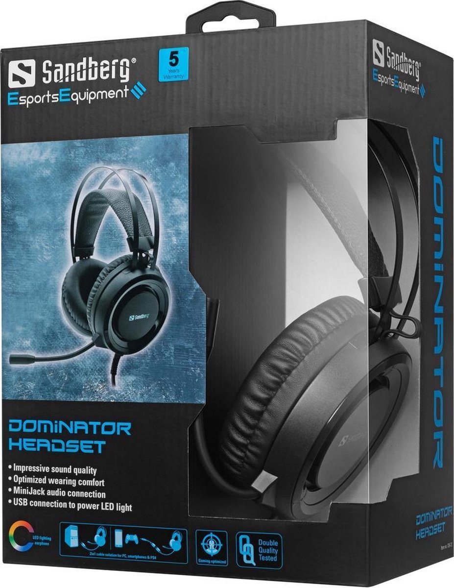 Sandberg 126-22 hoofdtelefoon/headset Hoofdband 3,5mm-connector - Zwart