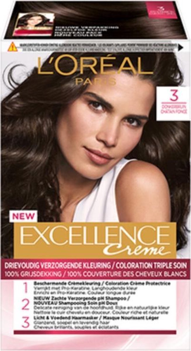 L´Oréal Paris L&apos;Oreal Haarverf Donker - Excellence Creme nr. 3 - Afbeelding - Zwart