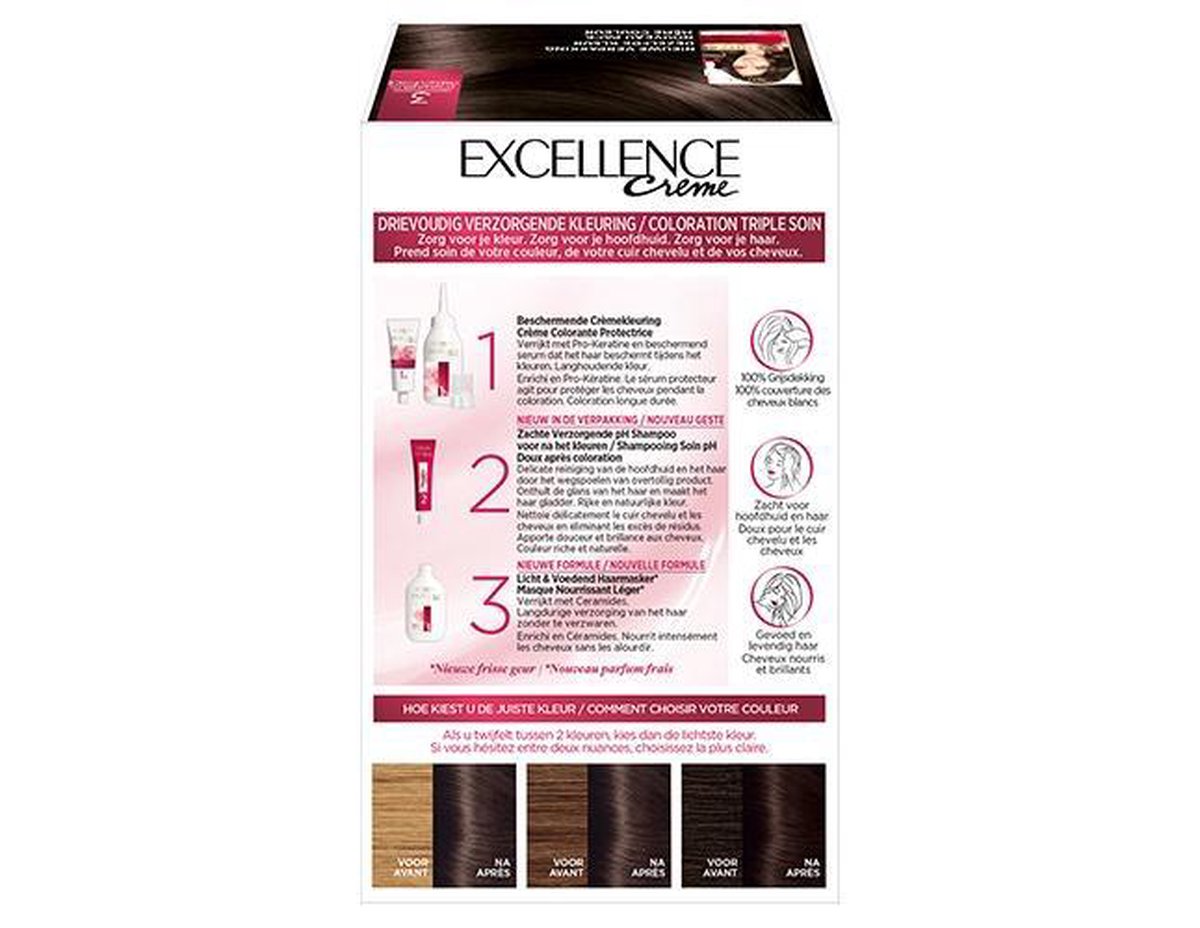 L´Oréal Paris L&apos;Oreal Haarverf Donker - Excellence Creme nr. 3 - Afbeelding - Zwart