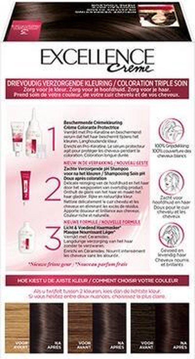L´Oréal Paris L&apos;Oreal Haarverf Donker - Excellence Creme nr. 3 - Afbeelding - Zwart