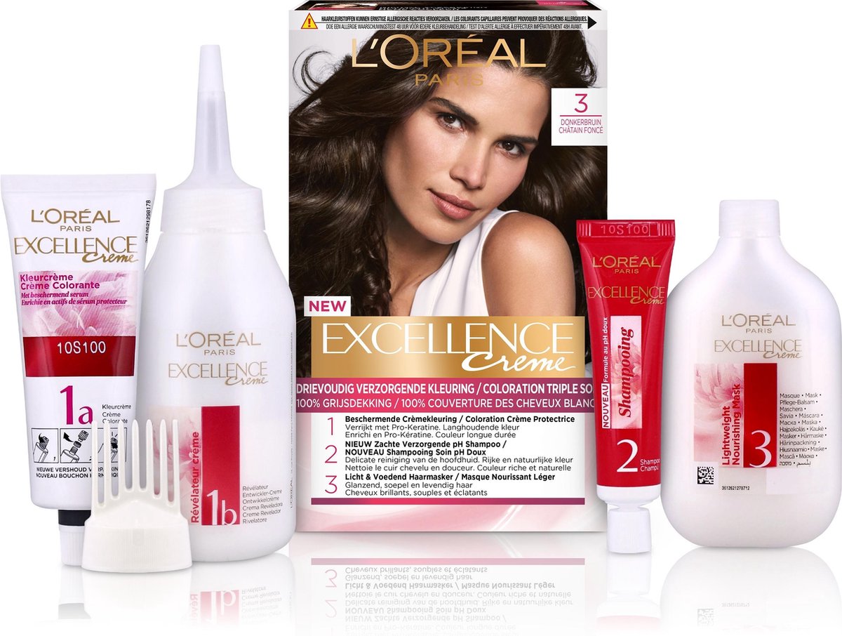 L´Oréal Paris L&apos;Oreal Haarverf Donker - Excellence Creme nr. 3 - Afbeelding - Zwart