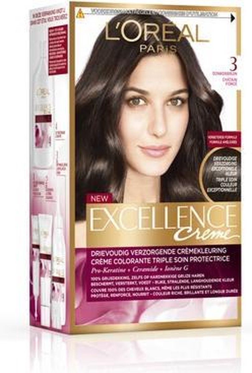 L´Oréal Paris L&apos;Oreal Haarverf Donker - Excellence Creme nr. 3 - Afbeelding - Zwart