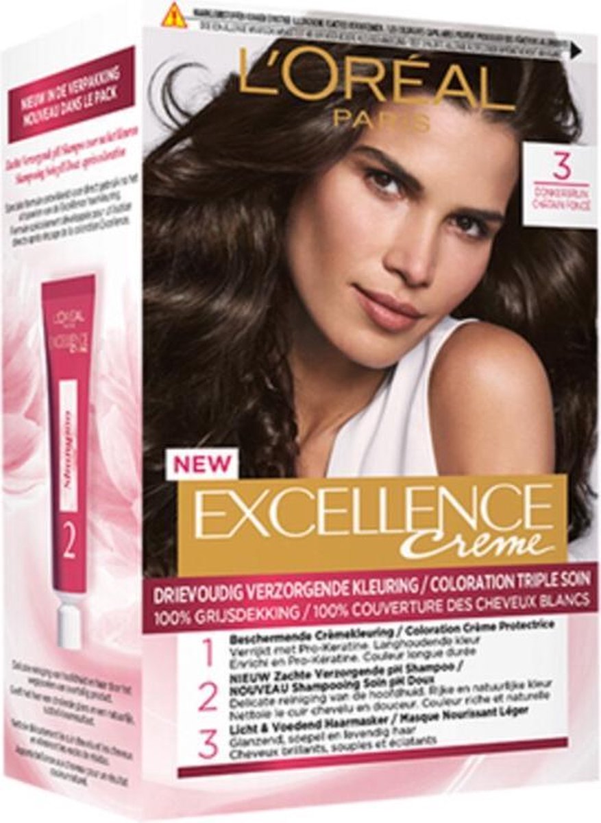 L´Oréal Paris L&apos;Oreal Haarverf Donker - Excellence Creme nr. 3 - Afbeelding - Zwart