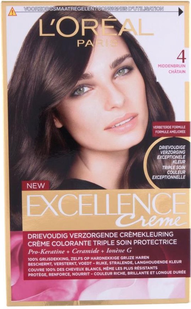 L´Oréal Paris L&apos;Oreal Haarverf Excellence Creme - 4 Middenbruin - Zwart