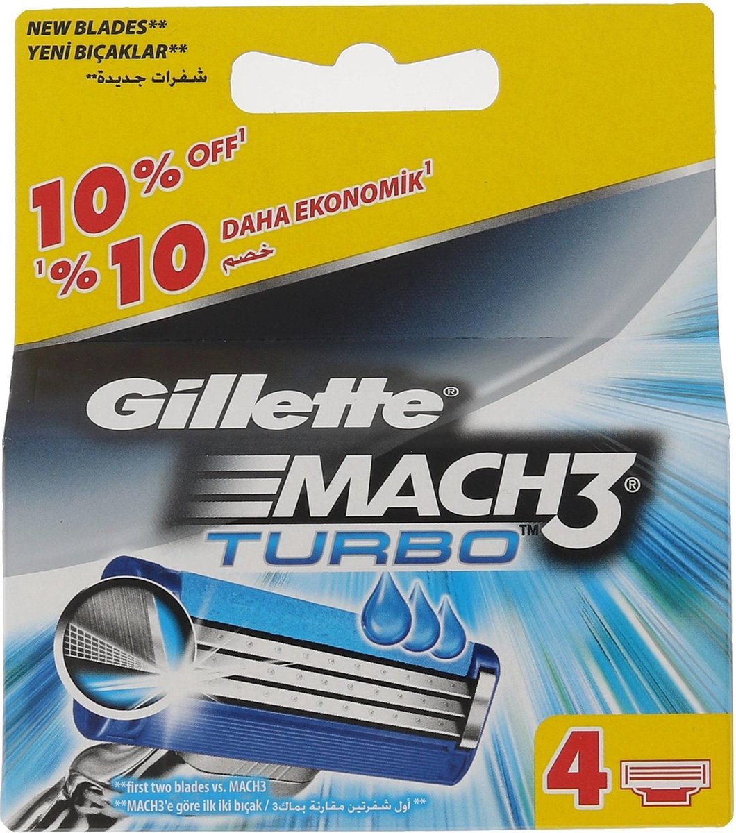 Gillette Mach 3 Turbo Scheermesjes - 4 stuks