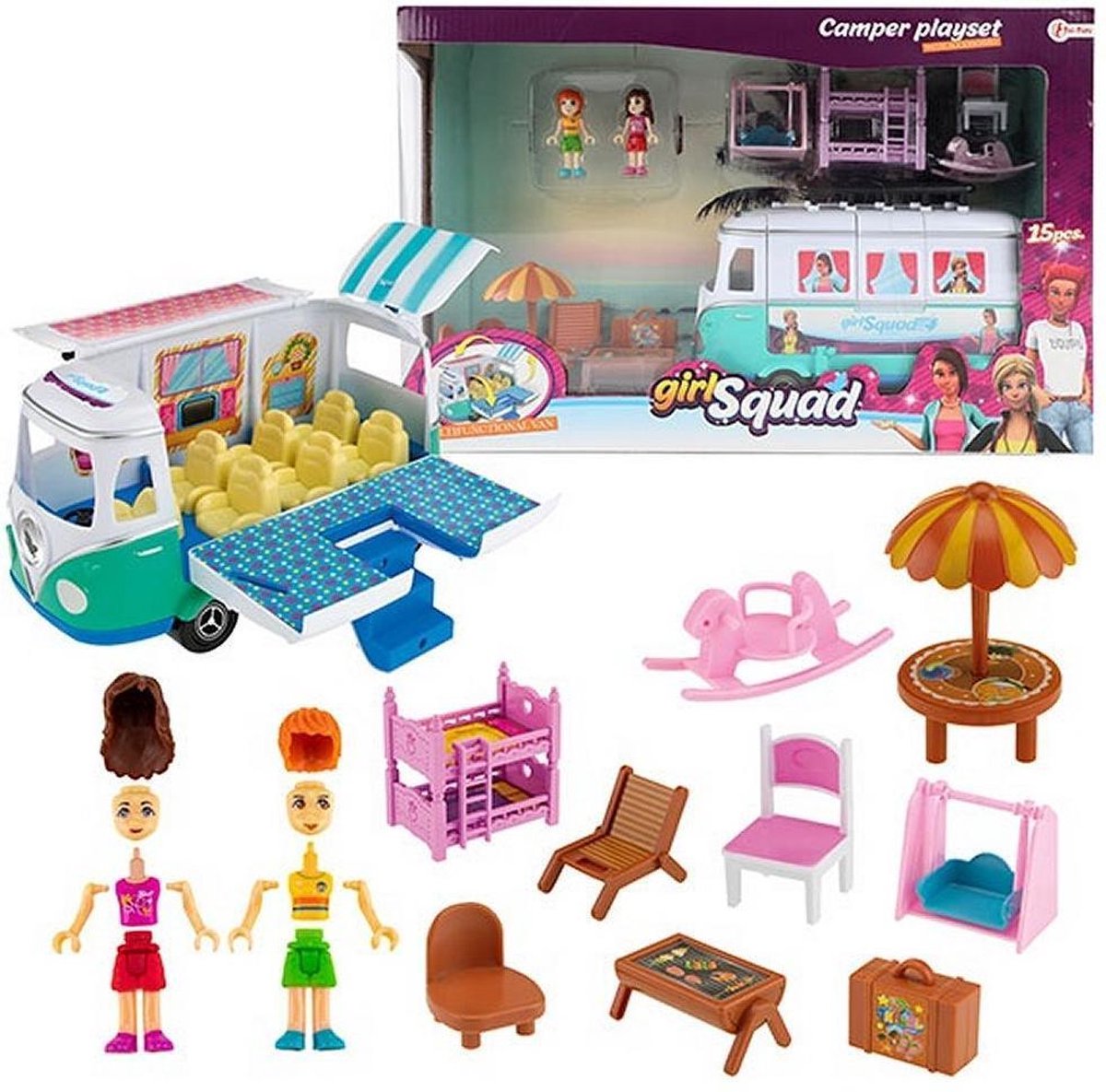 Toi-Toys Toi Toys Girl Squad Speelset Camper - 43 x 28 cm