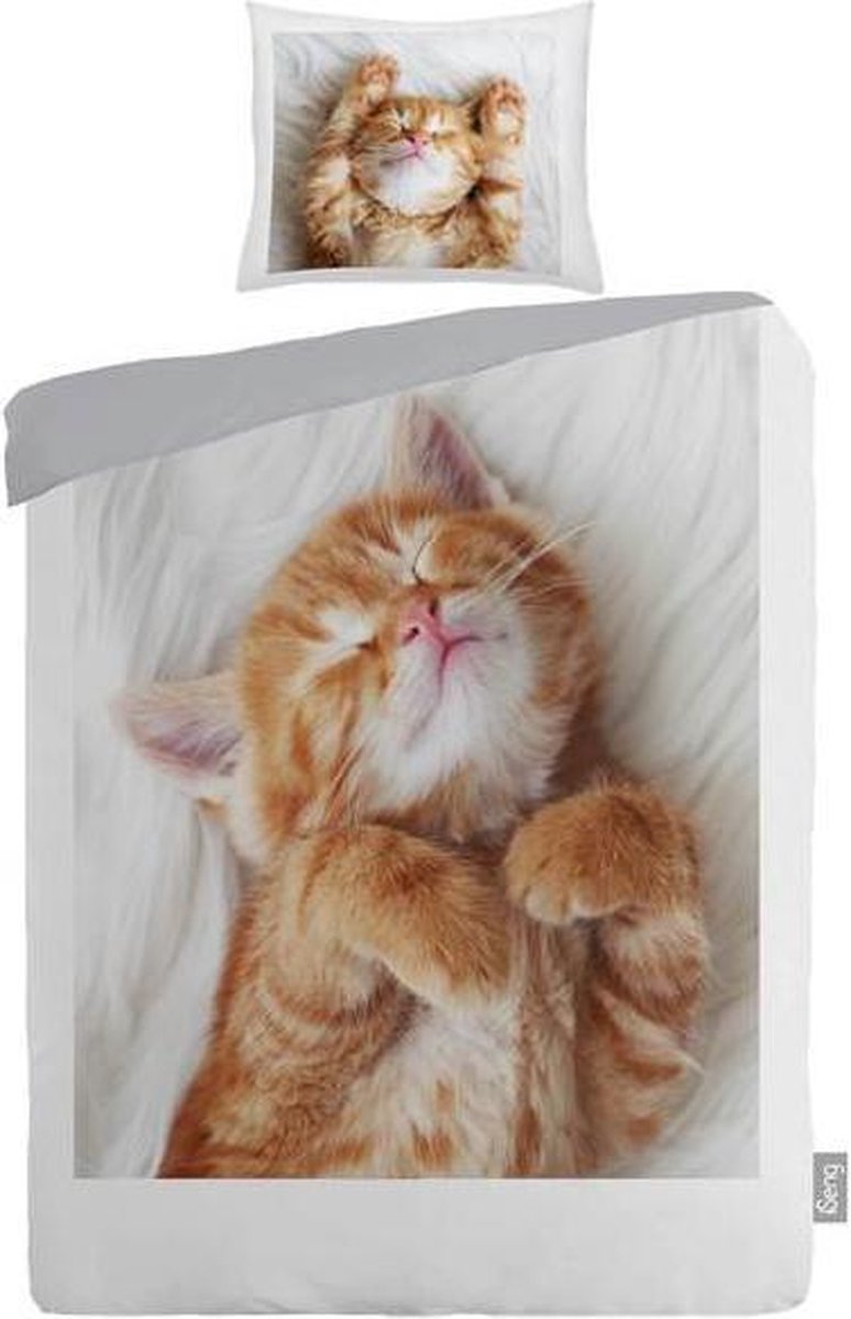 Voordeeldrogisterij Premium Dekbedovertrek Kitten - 140 x 220 cm - Wit