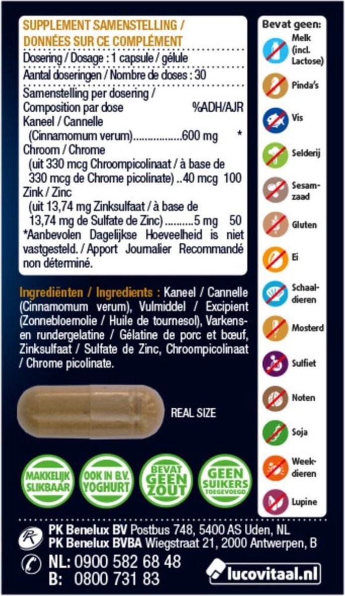 Lucovitaal Voedingssupplement - Bloedsuikerspiegel 30 caps