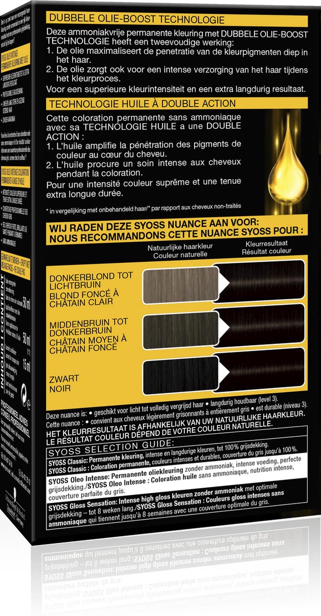 Syoss Haarverf - Color Oleo Intense Nr. 2-10zwart - Bruin