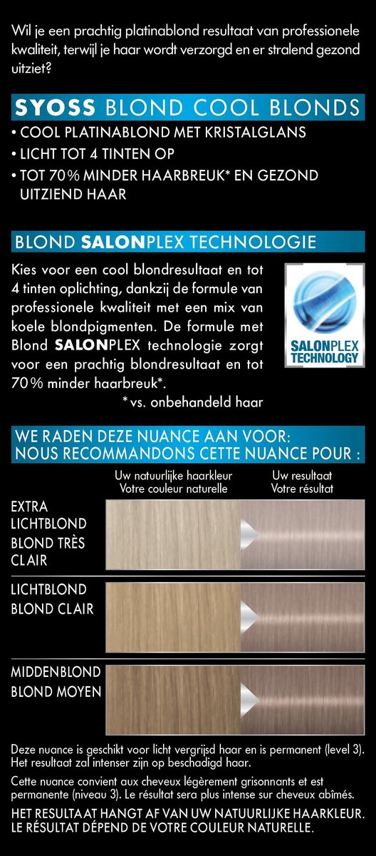 Syoss Haarverf Platinum Blond - 171 gr.