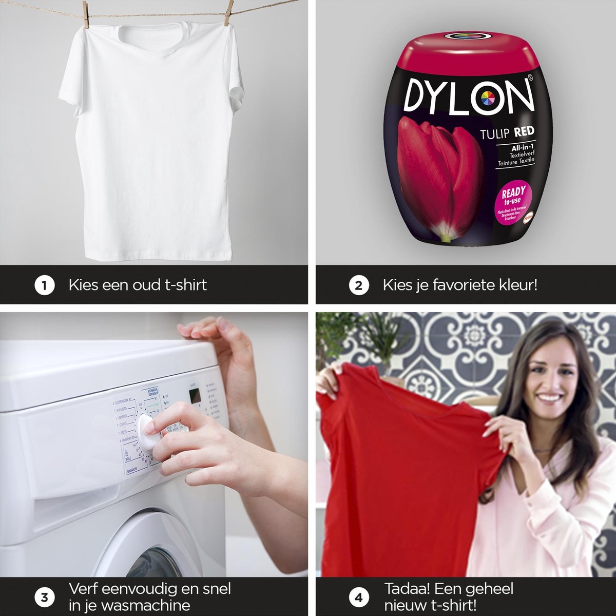 Dylon Wasmachine Textielverf Pods - Peony Pink 350g