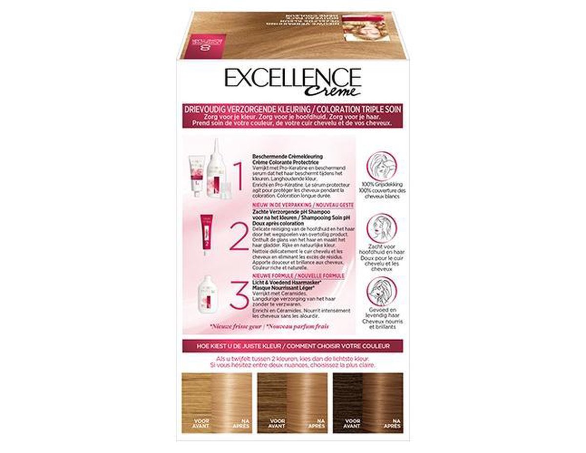 L´Oréal Paris L&apos;Oreal Haarverf - Excellence Crème nr. 8 Lichtblond - Bruin