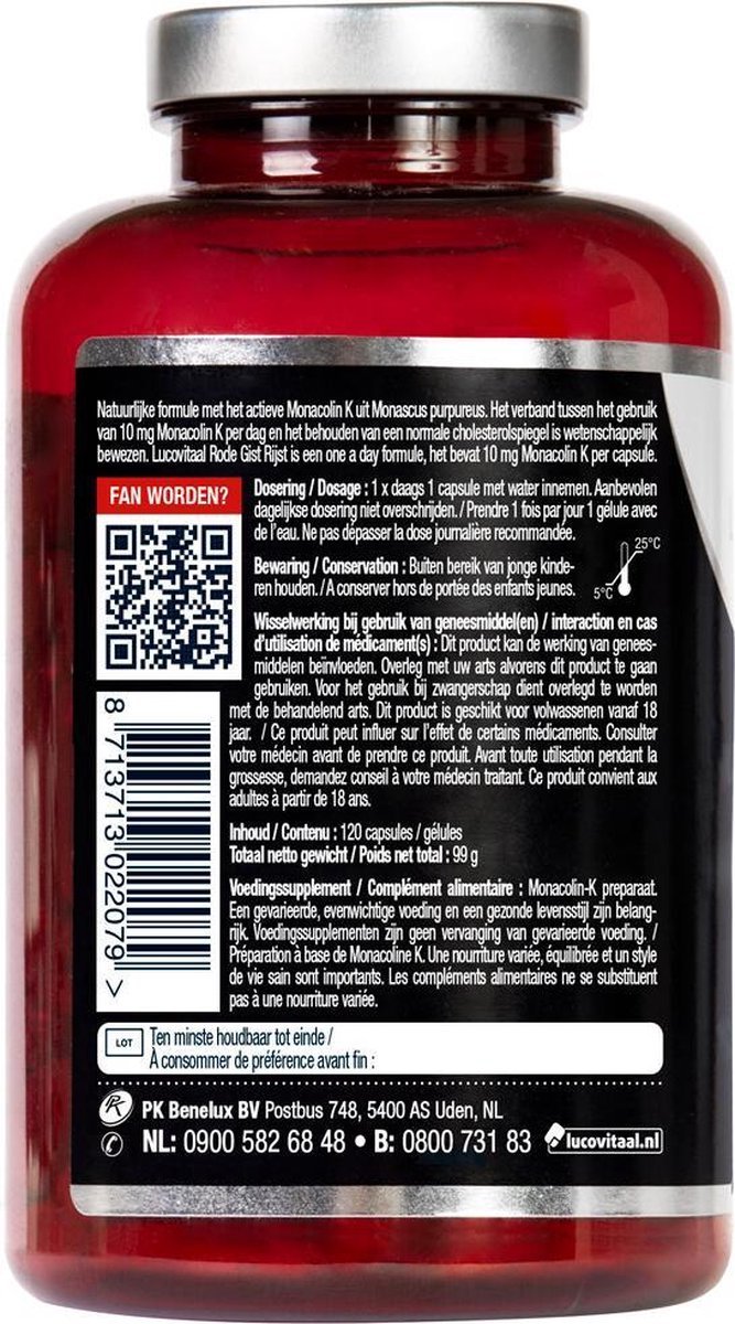 Lucovitaal Rode Gist Rijst Supplement - 120 Capsules