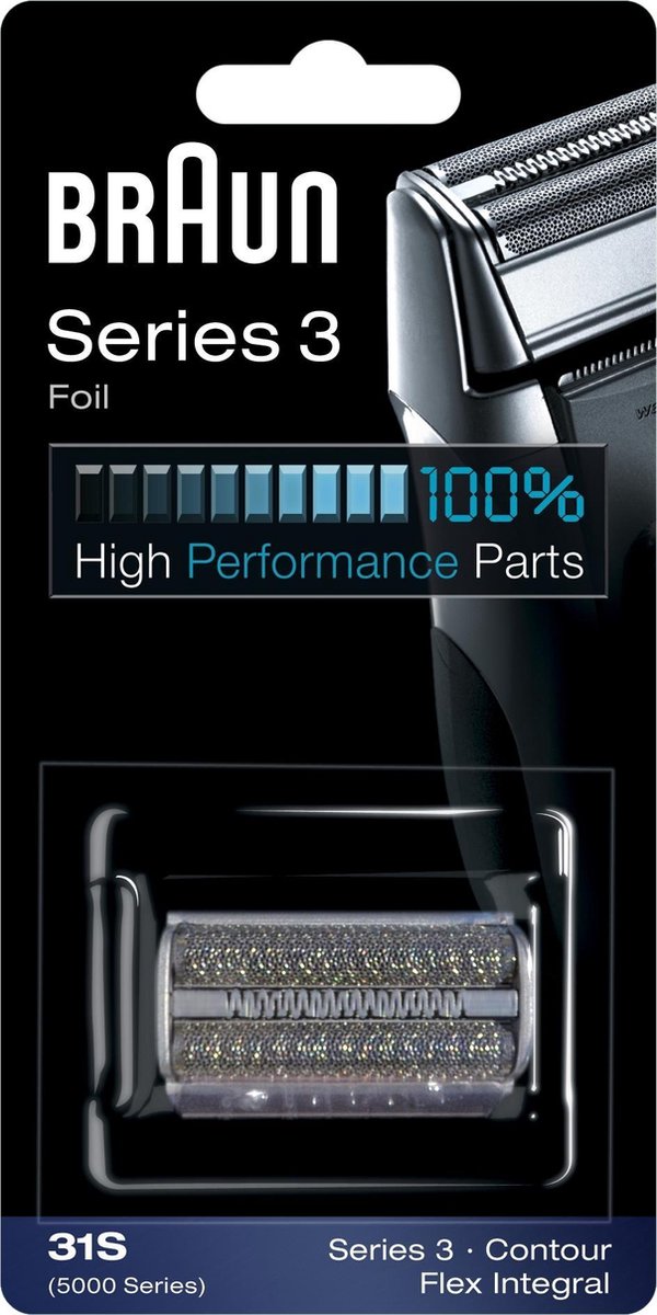 Braun 31S Zilver 5000-6000 serie scheerblad en messenblok - Zwart