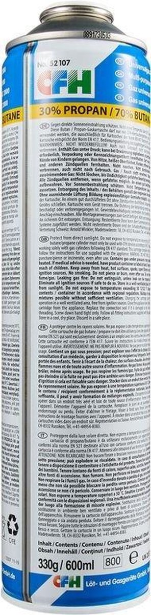 Cfh Gasbus voor Onkruidbrander - 330 gram