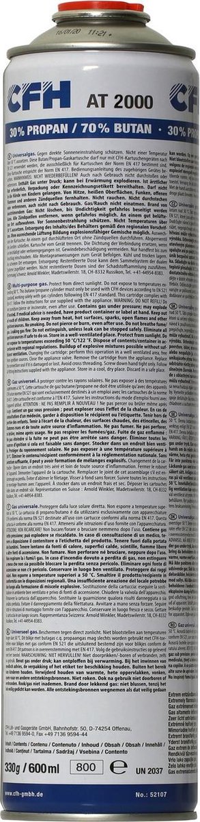 Cfh Gasbus voor Onkruidbrander - 330 gram