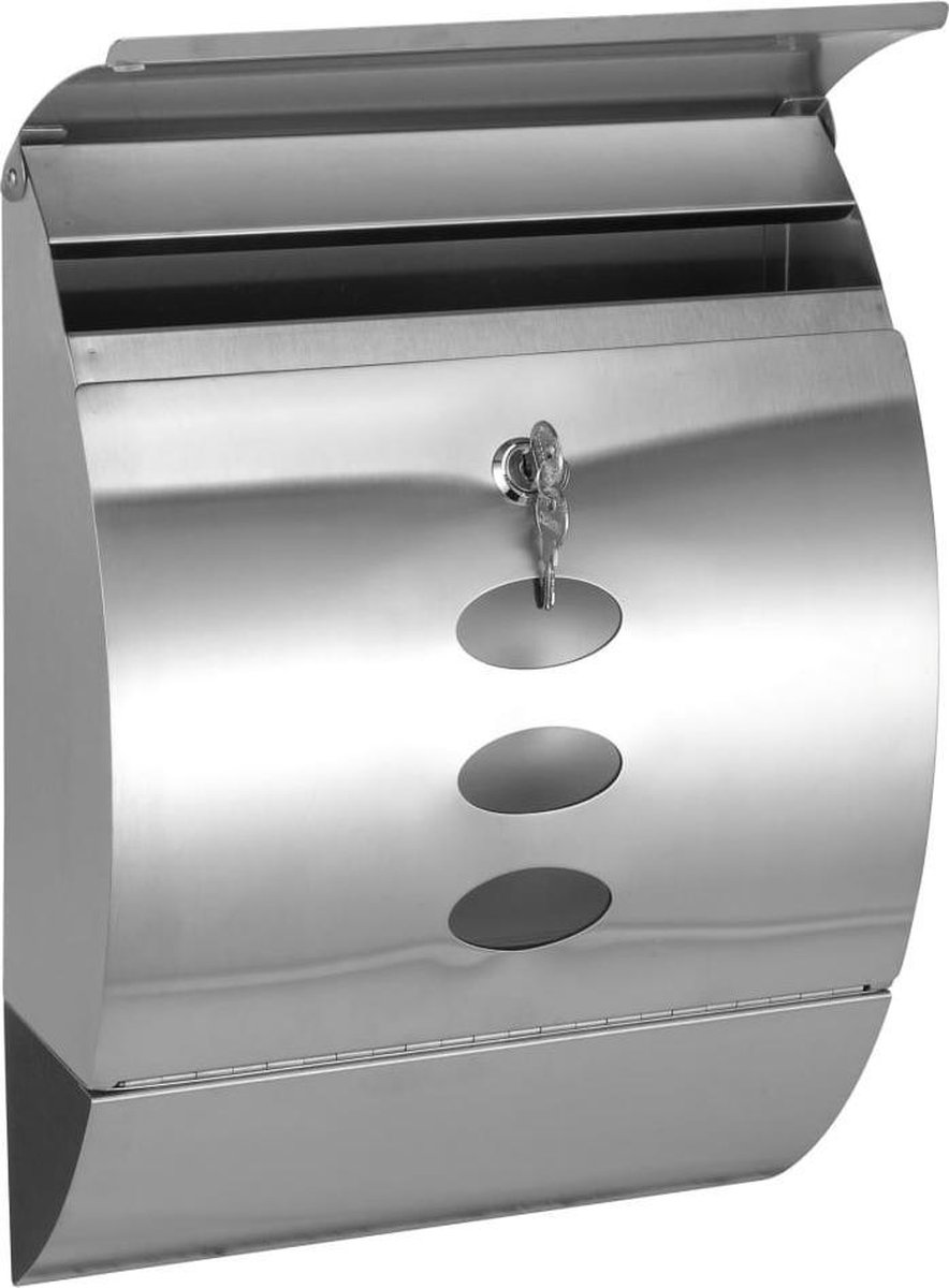 hi Premium Brievenbus Met Krantenhouder - RVS - Silver