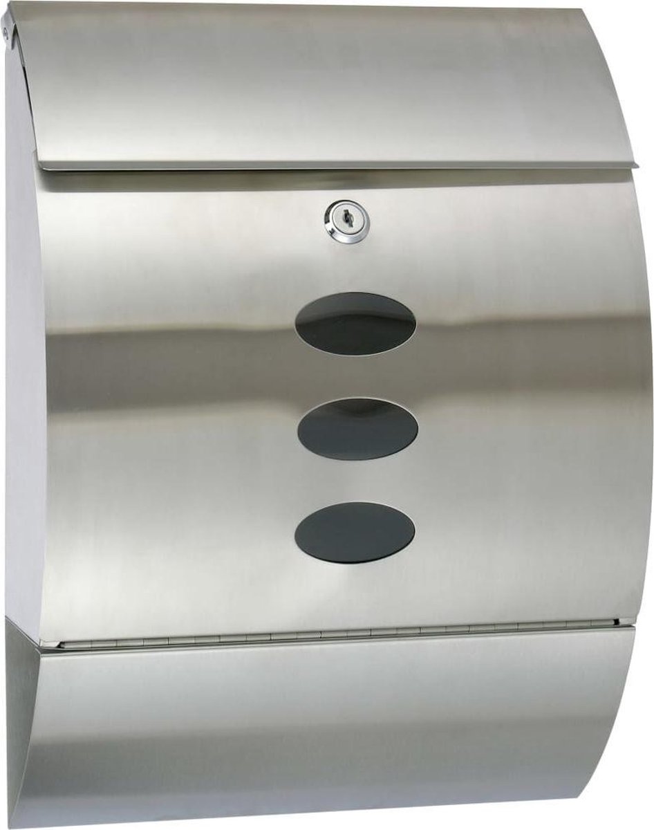 hi Premium Brievenbus Met Krantenhouder - RVS - Silver