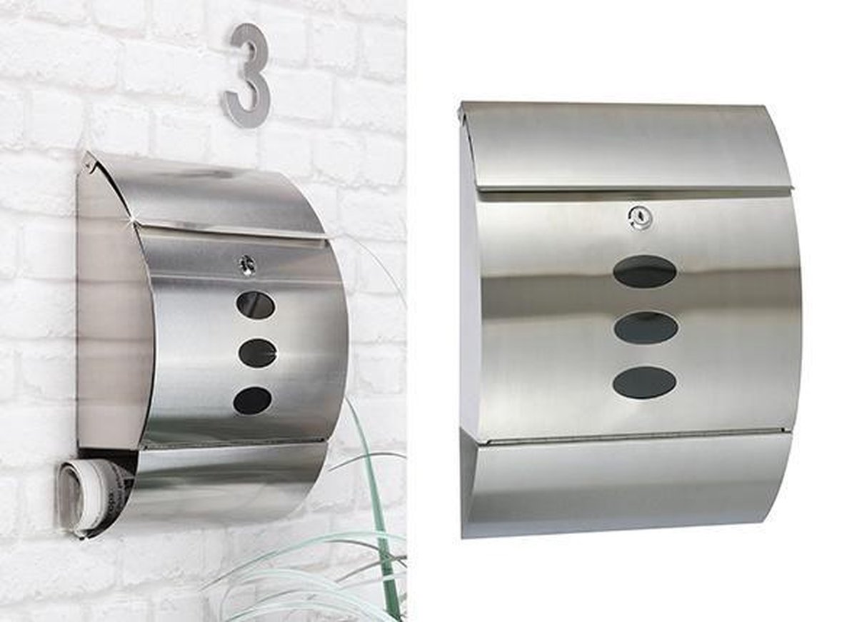 hi Premium Brievenbus Met Krantenhouder - RVS - Silver