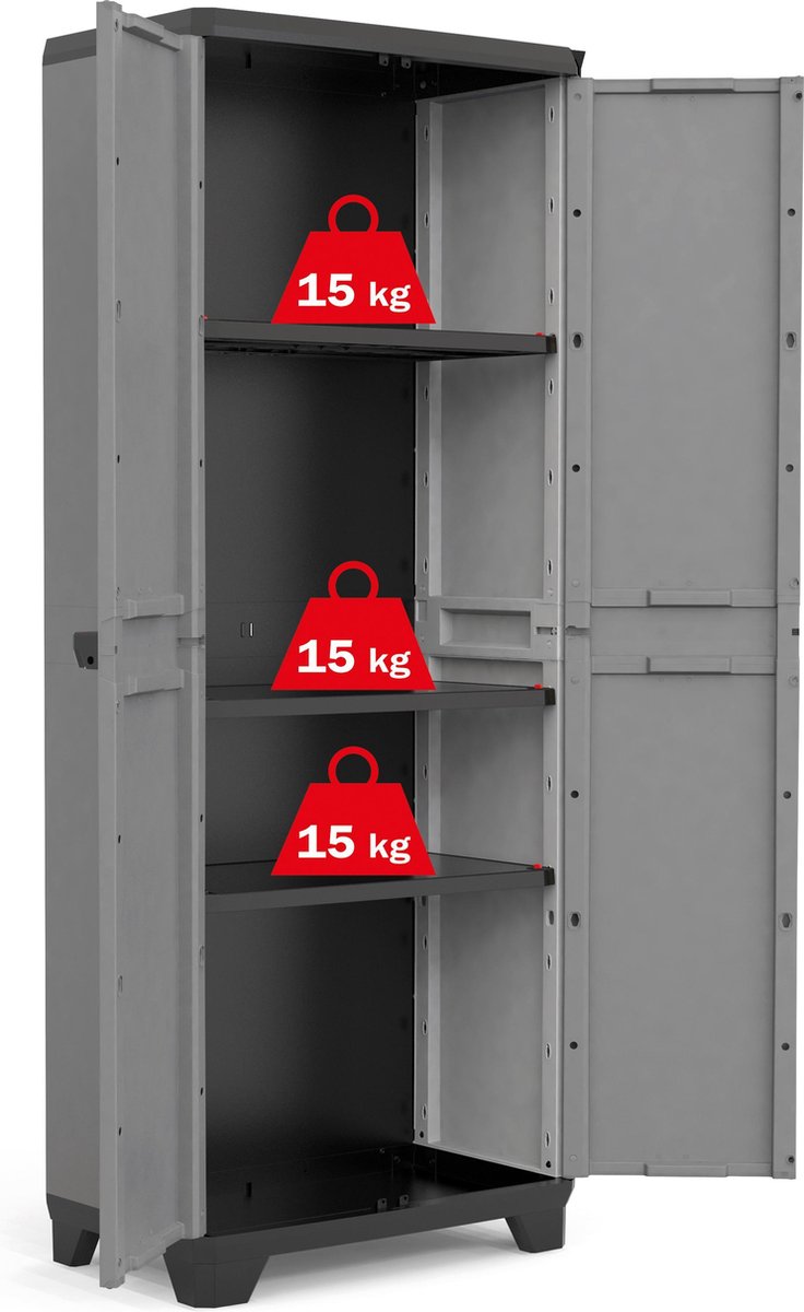 Keter Stilo Opbergkast Hoog - 68x173x39 Cm -/zwart - Grijs