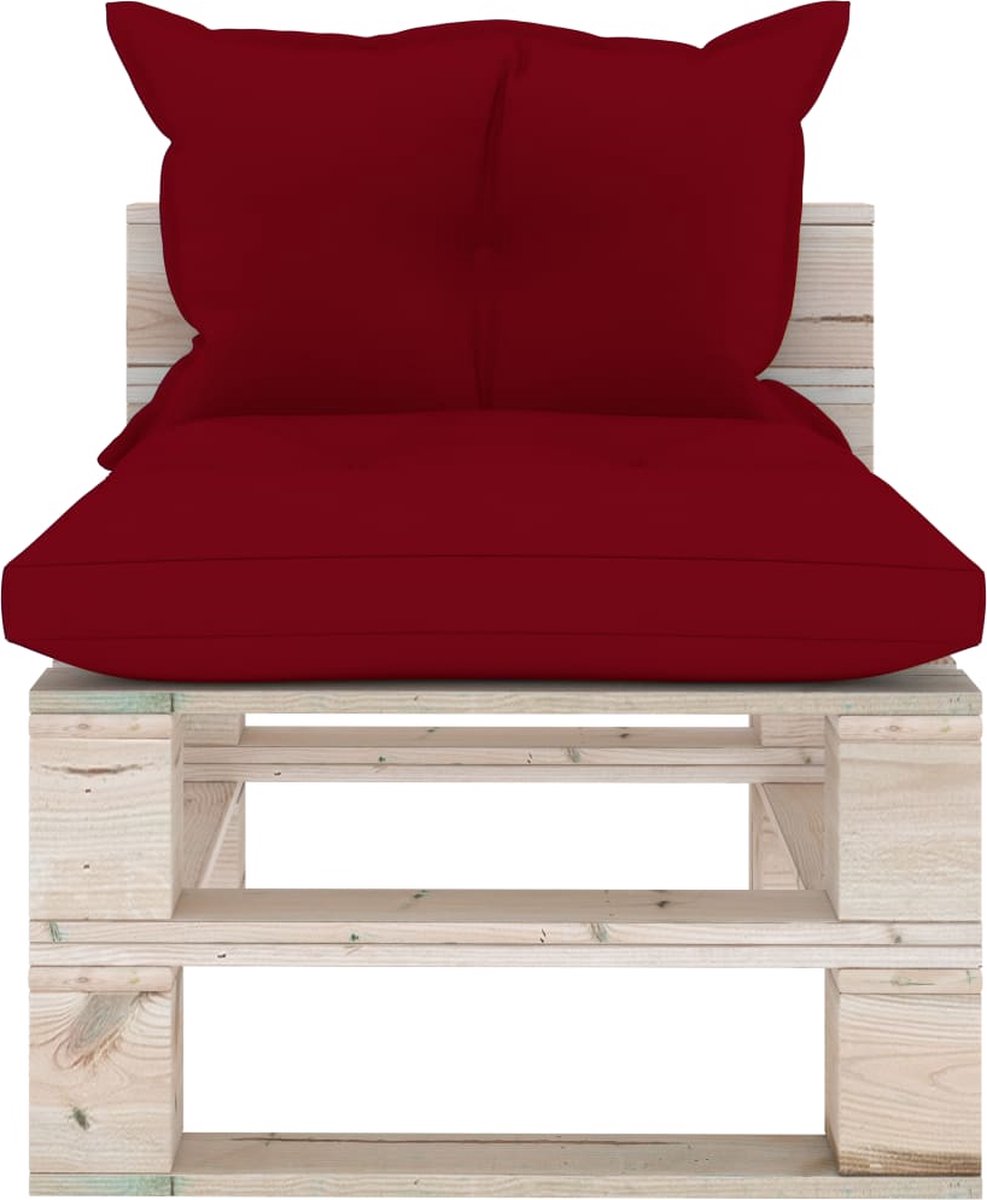 Vidaxl 4-delige Loungeset Met Kussens Pallet Grenenhout - Rood