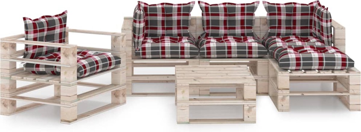 Vidaxl 6-delige Loungeset Met Kussens Pallet Grenenhout