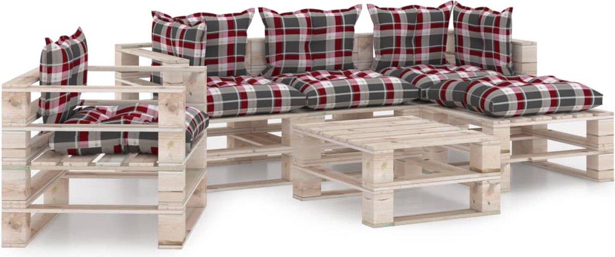 Vidaxl 6-delige Loungeset Met Kussens Pallet Grenenhout