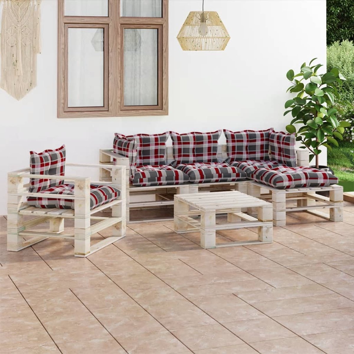 Vidaxl 6-delige Loungeset Met Kussens Pallet Grenenhout