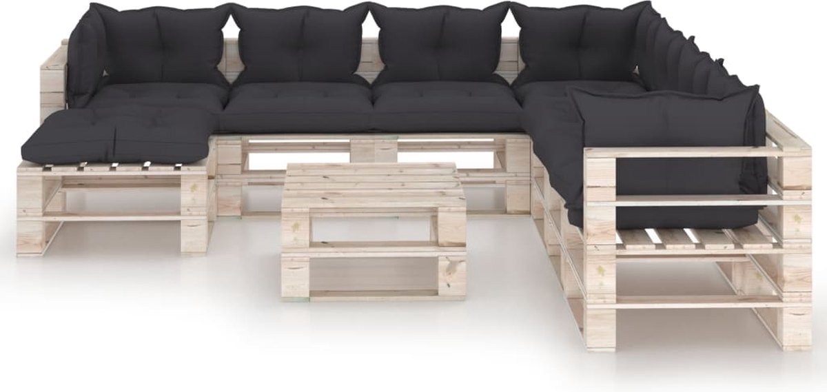 Vidaxl 9-delige Loungeset Met Kussens Pallet Grenenhout