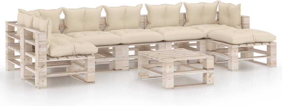 Vidaxl 8-delige Loungeset Met Kussens Pallet Grenenhout