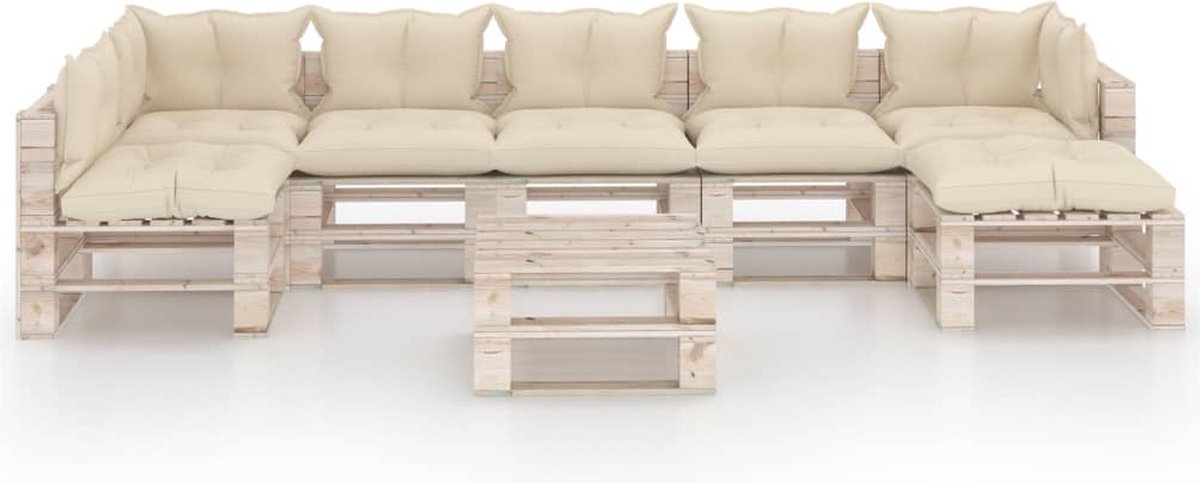 Vidaxl 8-delige Loungeset Met Kussens Pallet Grenenhout