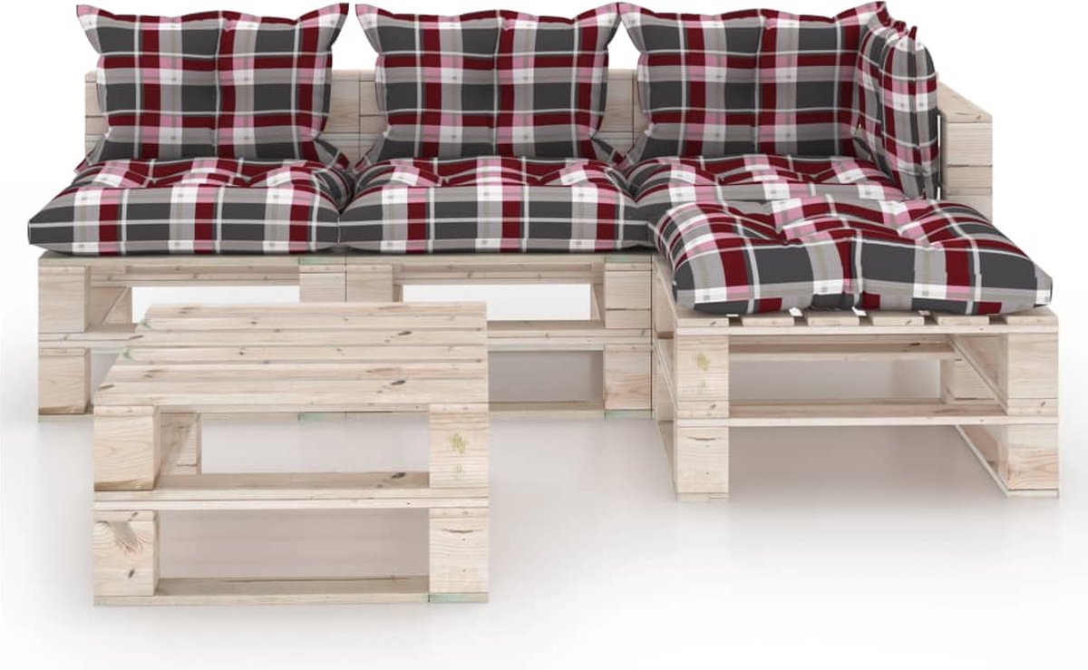 Vidaxl 5-delige Loungeset Met Kussens Pallet Grenenhout