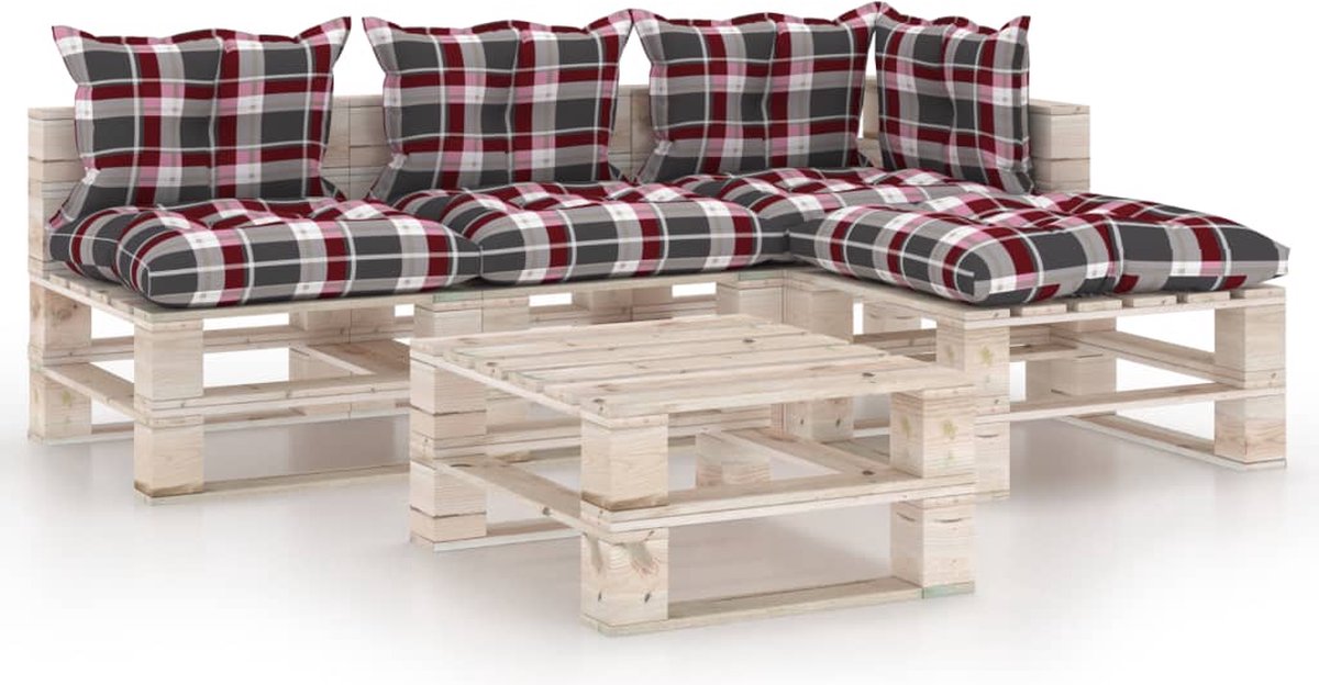 Vidaxl 5-delige Loungeset Met Kussens Pallet Grenenhout