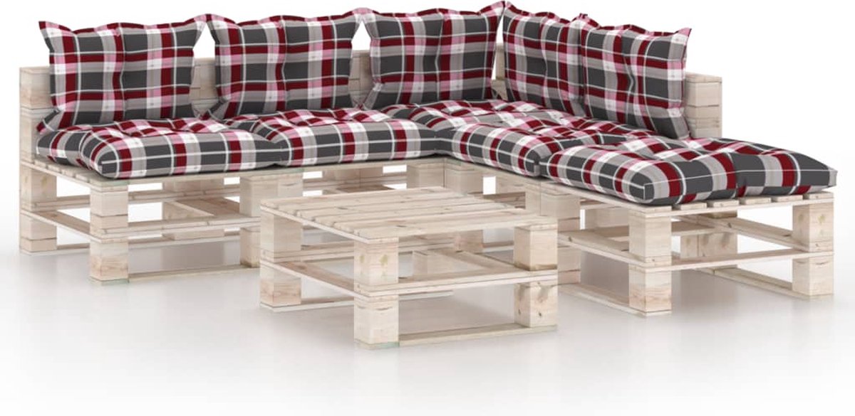 Vidaxl 6-delige Loungeset Met Kussens Pallet Grenenhout