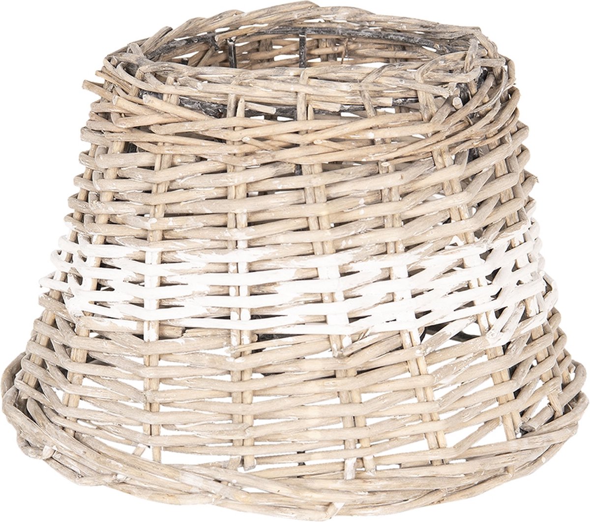 Clayre & Eef Lampenkap Ø 23*16 Cm Creme Rotan Rond 6lak0477