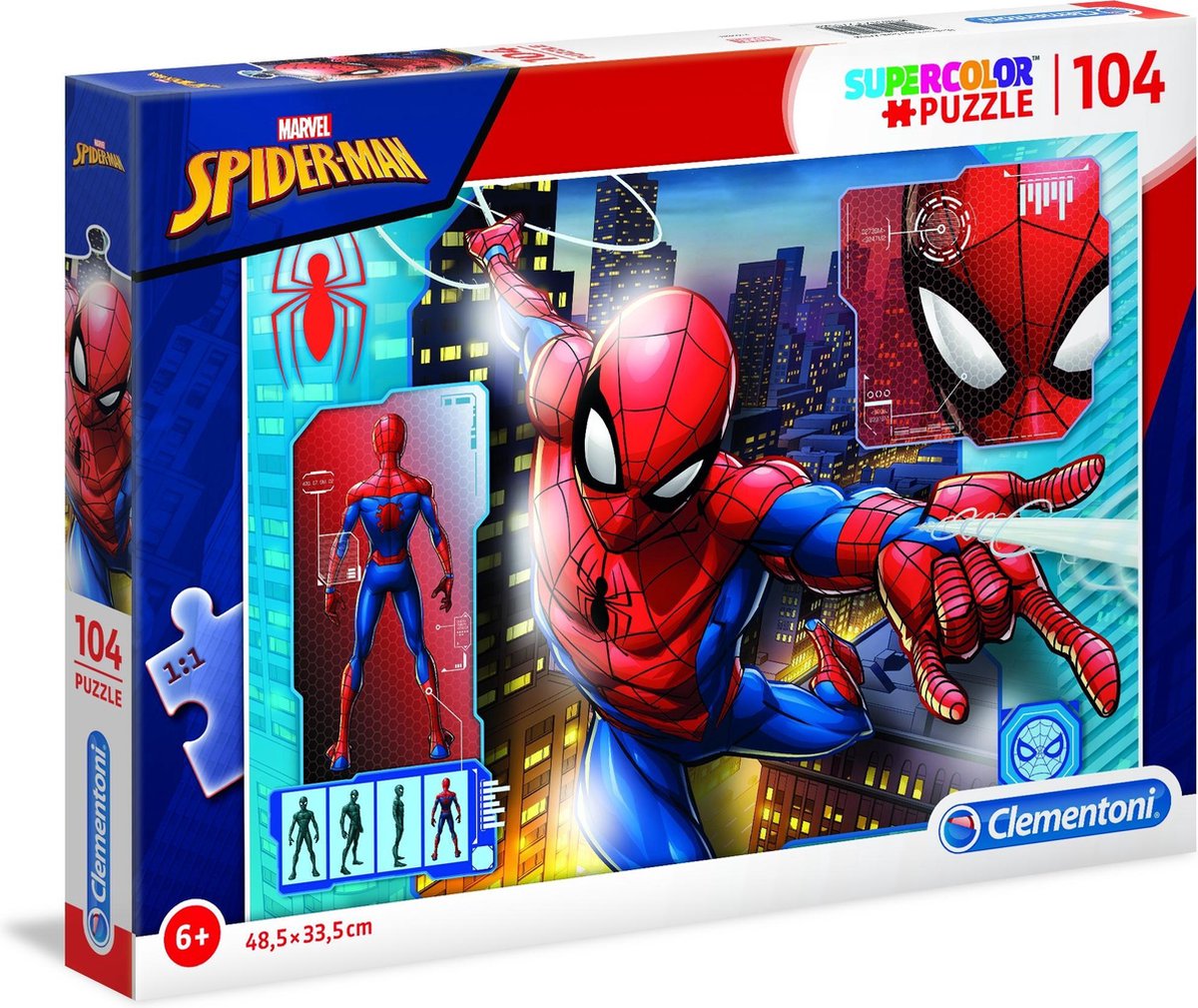 Clementoni Supercolor Spider-man Legpuzzel 104 Stukjes - Blauw