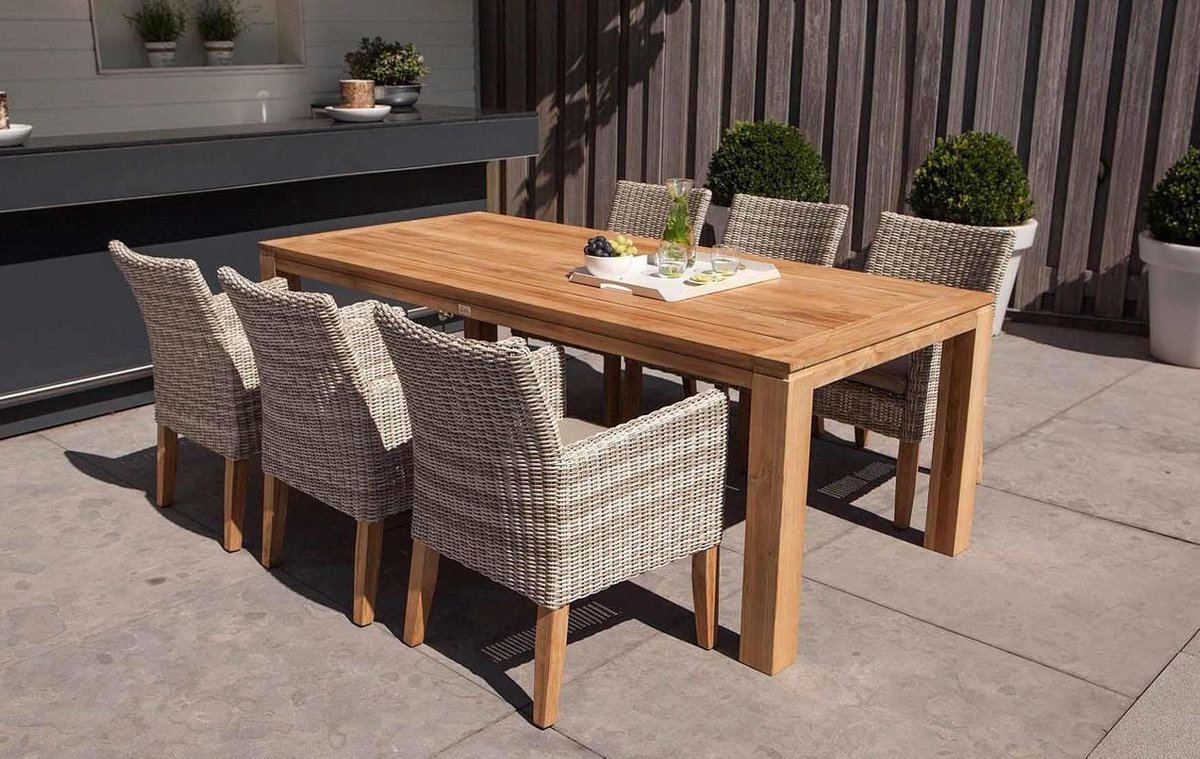 Exotan Stella FSC Teak Tuintafel 220 x 100 cm - Bruin