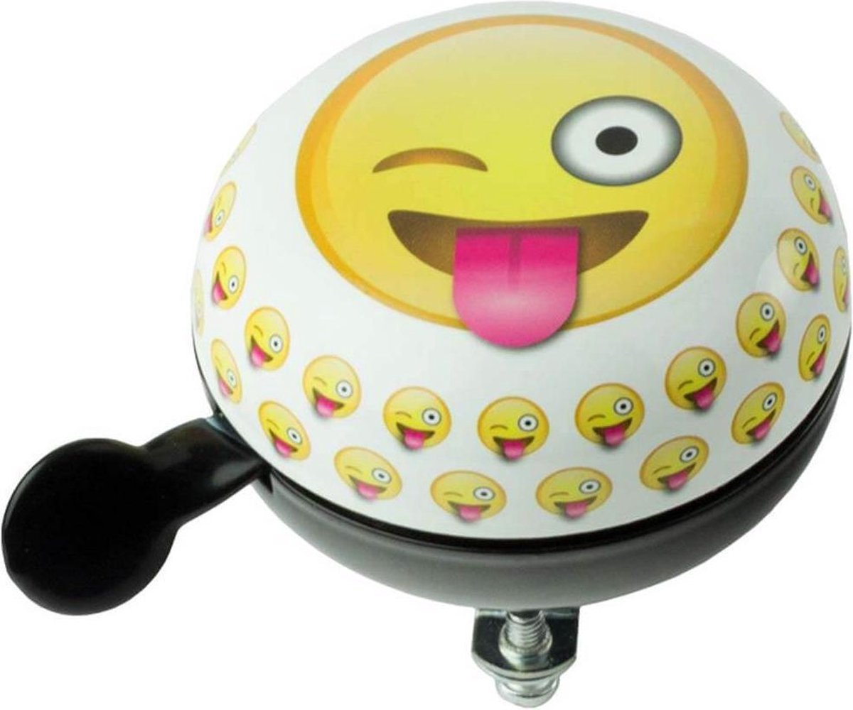 Widek Fietsbel Emoticon Crazy/grijs/geel 80 Mm - Wit