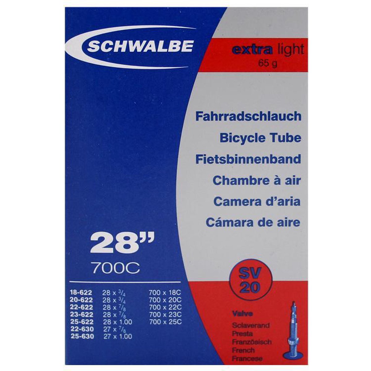 Schwalbe Binnenband 27/28 X 0.75/1.00 (18/25-622) Fv 40 Mm - Zwart