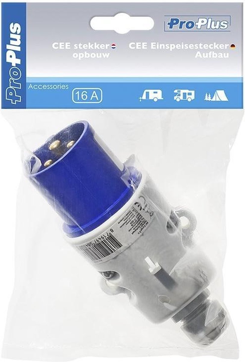 Universeel Proplus Stekker Cee Opbouw 16 Ampère 3-polig/wit - Blauw