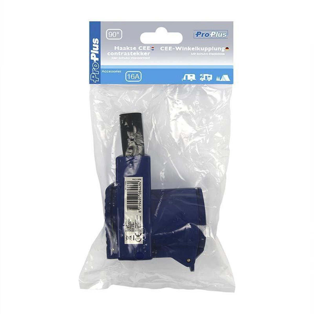 Universeel Proplus Haakse Contrastekker Cee Met Stopcontact 16a 3-polig