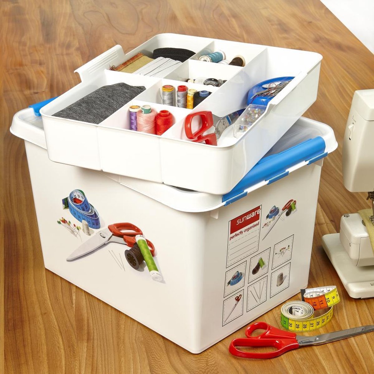 Sunware Q-line Naaibox - 22 Liter - - Wit