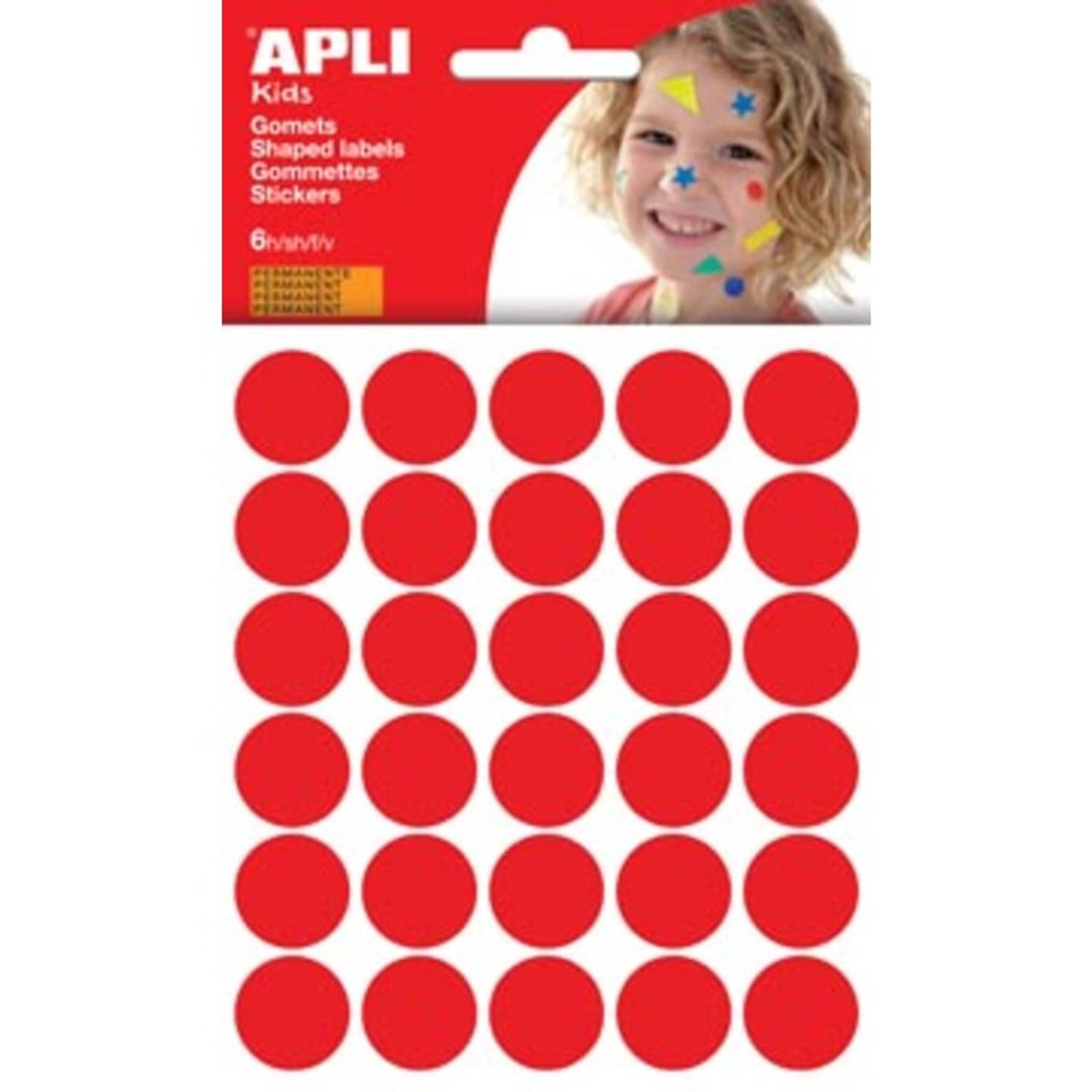 Apli Kids Stickers, Cirkel Diameter 20 Mm, Blister Met 180 Stuks, - Blanco