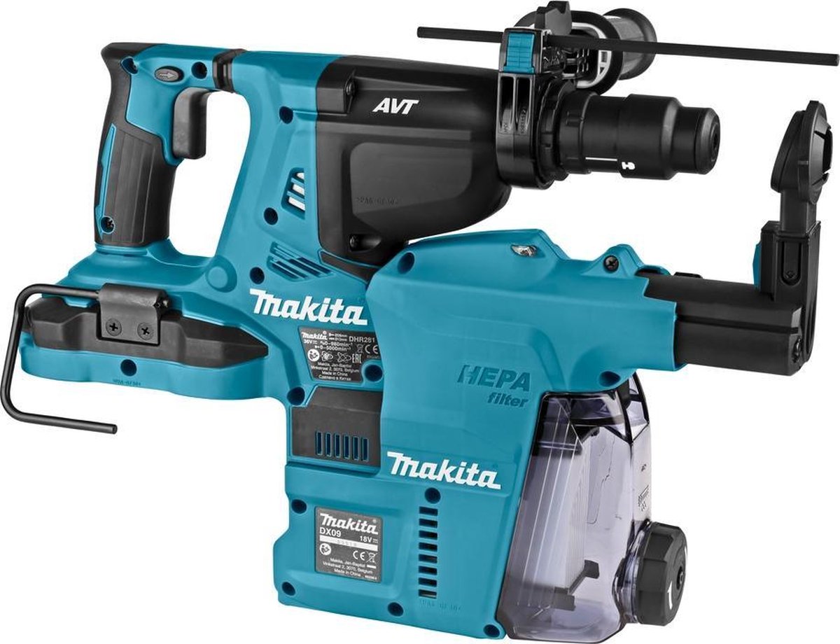 Makita DHR281ZWJ accu boorhamer met stofafzuiging | 2x18 V Li-ion 5.0Ah
