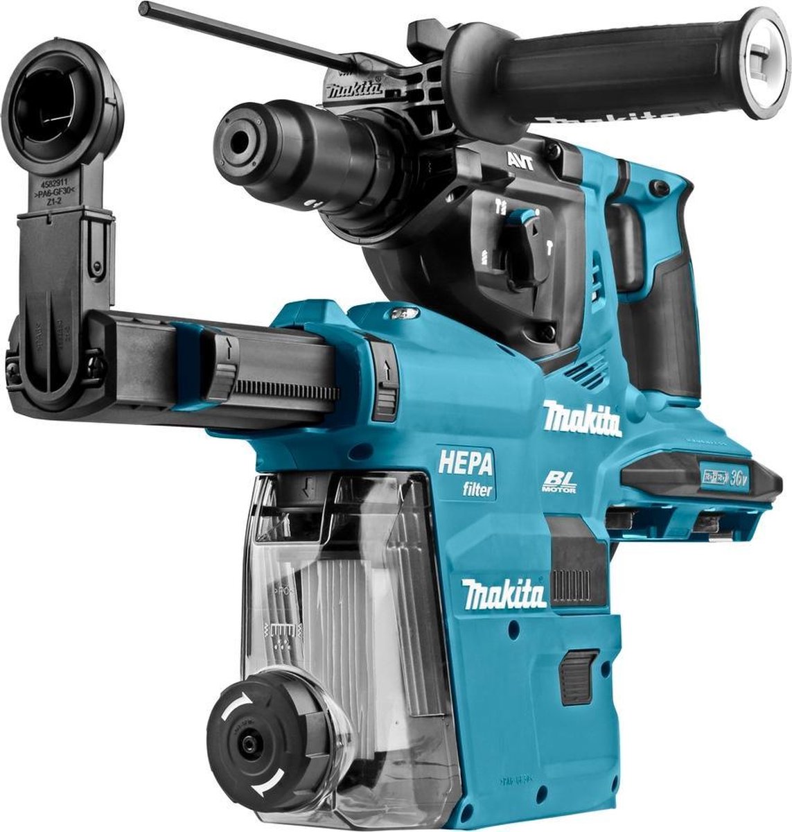 Makita DHR281ZWJ accu boorhamer met stofafzuiging | 2x18 V Li-ion 5.0Ah
